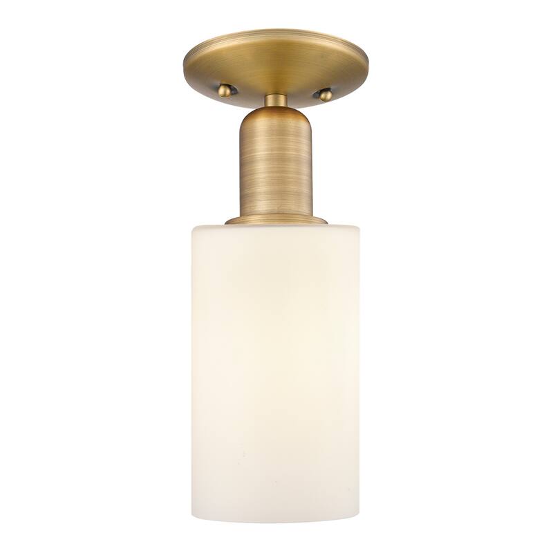 Innovations Lighting 716-1C-11-5 Clymer Semi-Flush Clymer 5" Wide - Brushed Brass / Matte White