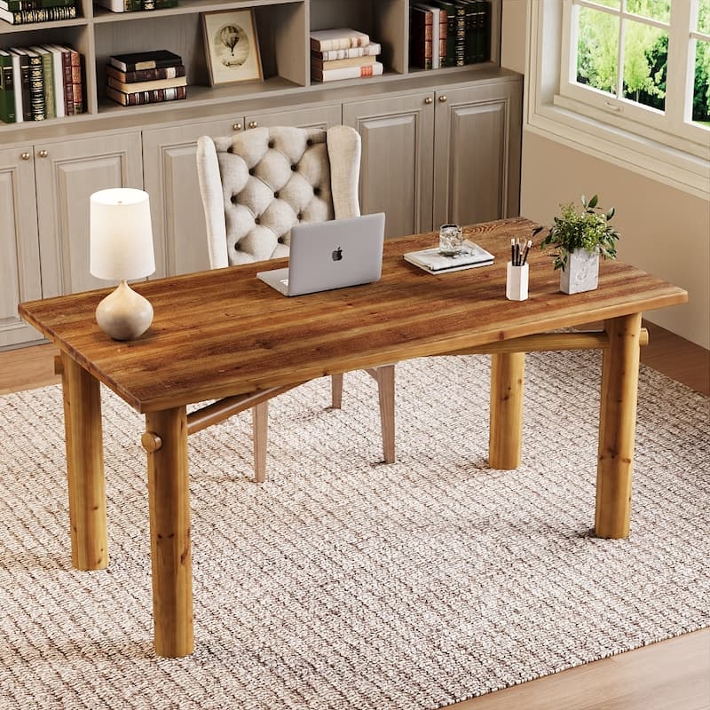 5 ft Conference Table, Solid Wood Meeting Seminar Table Office Desk - Brown