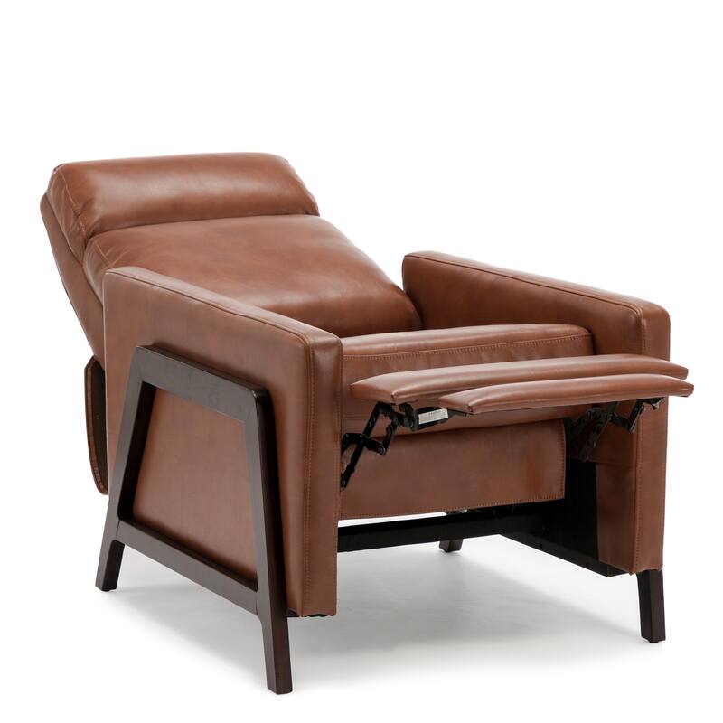 Brown Modern Upholstered Recliner with Solid Wood Frame