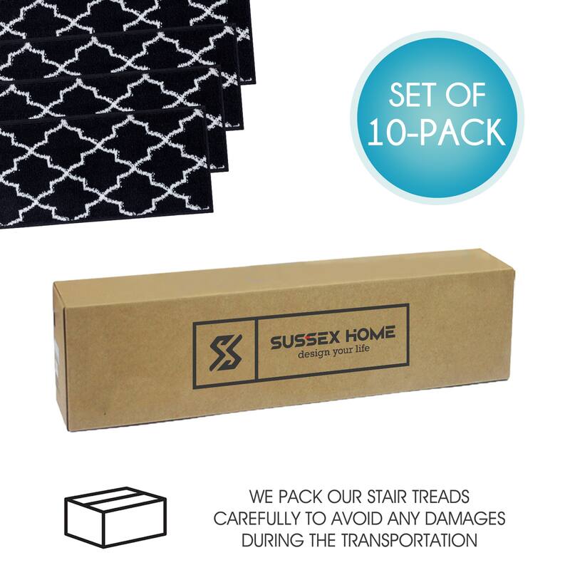 SUSSEXHOME Geometric Stair Treads with Easy to Install Double Adhesive Tape 9" x 28"