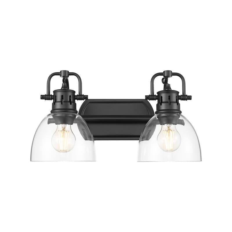 Yep by Golden Lighting Duncan 2-light Vanity in Matte Black and Clear Glass