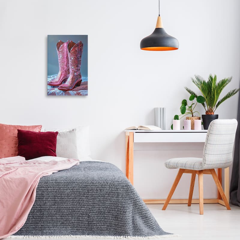 Stupell Dazzling Pink Glam Cowgirl Boots Canvas Wall Art Design By LSR Creative Studio