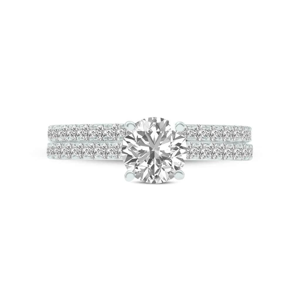 Marquee 1.80 CTW Center Round Cut Lab Grown Diamond Engagement Ring Set in 14Karat White Gold
