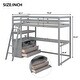 preview thumbnail 4 of 8, Twin Wooden Loft Bed with Desk, Two Built-in Storage Drawers & Shelves, High Loftbed with Bookshelves for Kids Teens Bedroom