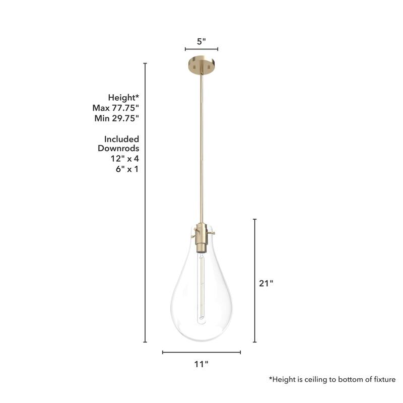 Hunter 11" Lundin 1-Light Pendant - Kitchen Island, Dining Room, Entry - Contemporary, Transitional