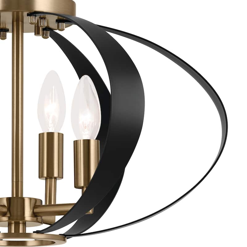 Kichler Lighting Cecil 17.75 in. 4-Light Champagne Bronze and Black Oval Flush Mount Light