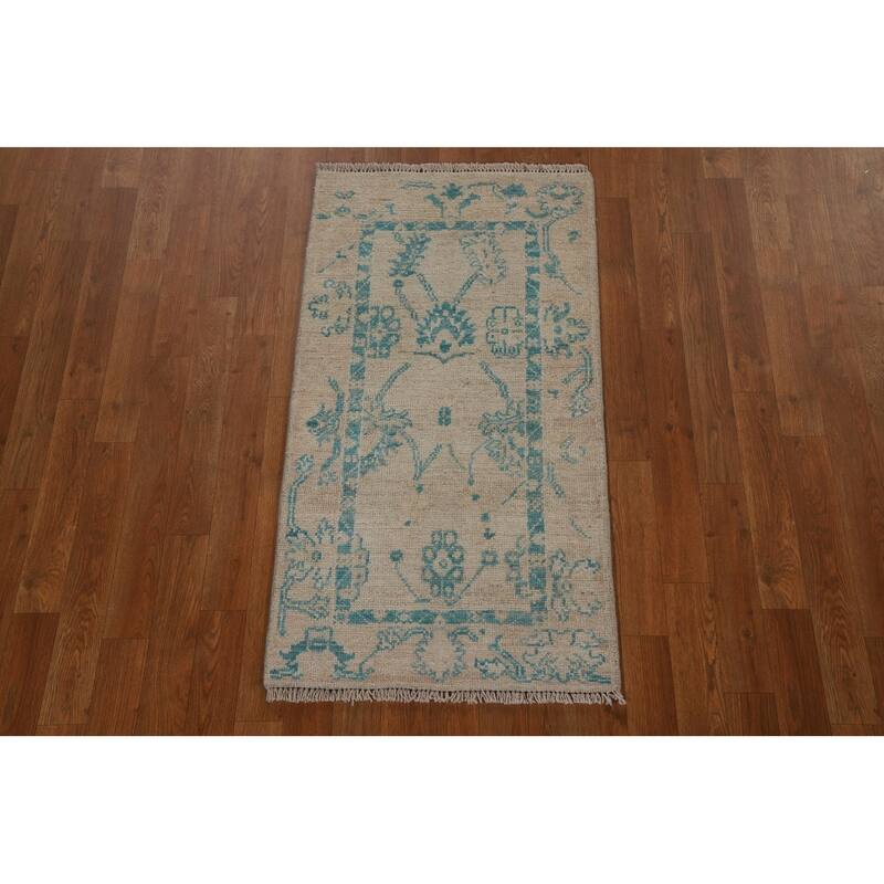 Vegetable Dye Oriental Oushak Turkish Rug Hand-knotted Wool Carpet - 2'0" x 3'10"