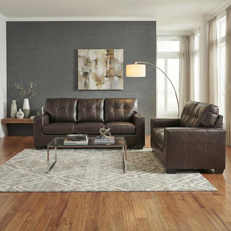 Roundhill Furniture Holmes Leather 2-Piece Living Room Set