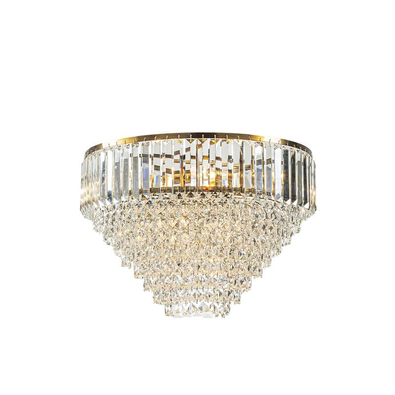 5 Lights 20" Modern Glam Antique Gold Crystal Tiered Flush Mount Luxury Ceiling Light For Dining Room & Bedroom & Entryway - W20'' - Antique Gold