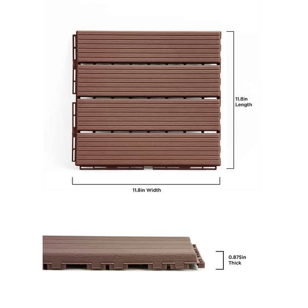 FloorPops Straight Groove Coffee Interlocking Deck Tiles - Bed Bath ...
