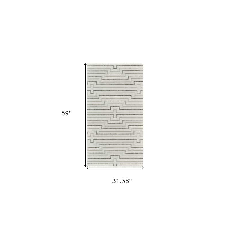 Elto Sleek Geometric Weather Resistant Current & Stylish Outdoor Rug