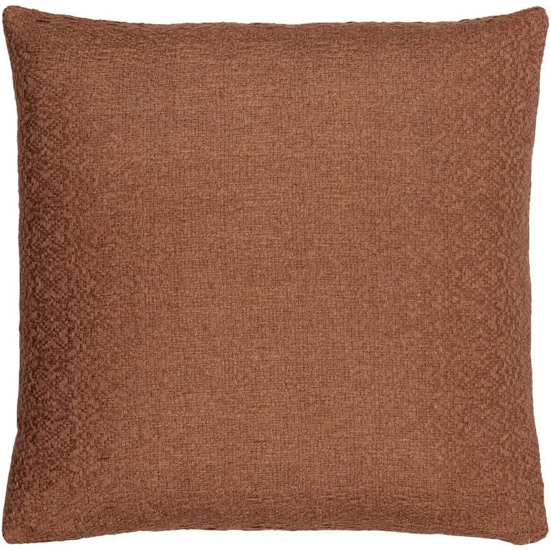 Ian Modern Solid Color Cotton Linen Throw Pillow - 18"L x 18"W - Feather Down - Burnt Orange
