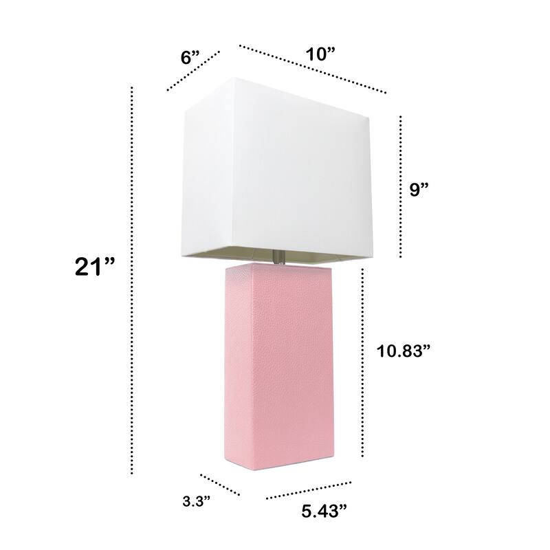 Elegant Designs 21" Modern Leather Wrapped Table Lamp, With LED Bulb