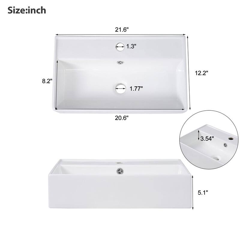 21.6" Bathroom Vanity with Ceramic Sink, open and closed storage