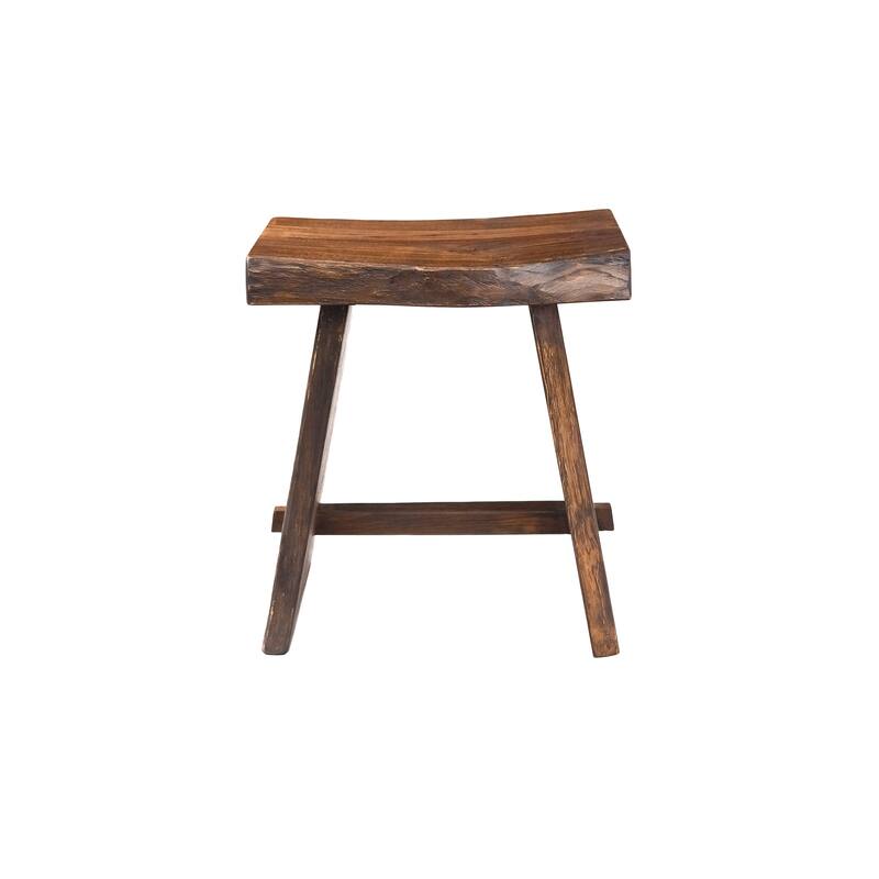 Nordic Style Teak Stool with Curved Seat