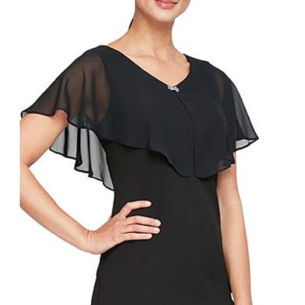 s l fashions black dress Halter Neckline Crepe Gown with Sequin Cascade Ruffle Detail main image 1
