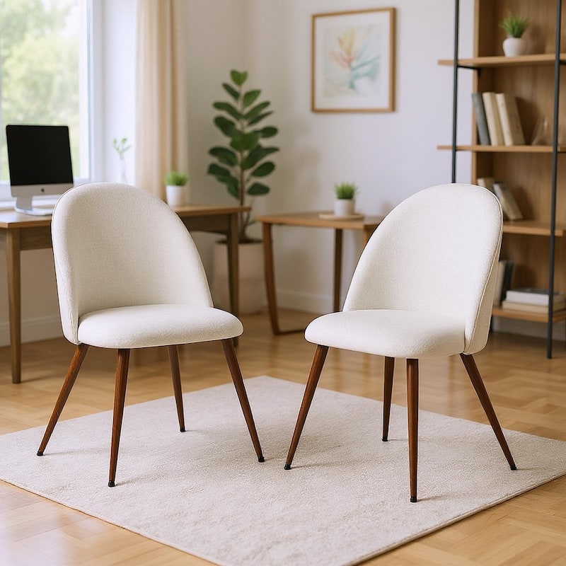 Homy Casa Fabric Office Chair with Metal-Walnut Legs, Modern