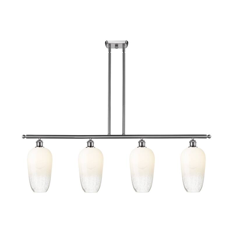 Innovations Lighting Endless Possibilities Ballston - Brookhaven Flute - 4 Light 48" Stem Hung Island Light - Brushed Satin Nickel/Opal