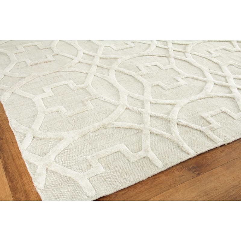 EXQUISITE RUGS Windsor Hand-loomed Wool/Bamboo Silk Linen/Beige Area Rug.