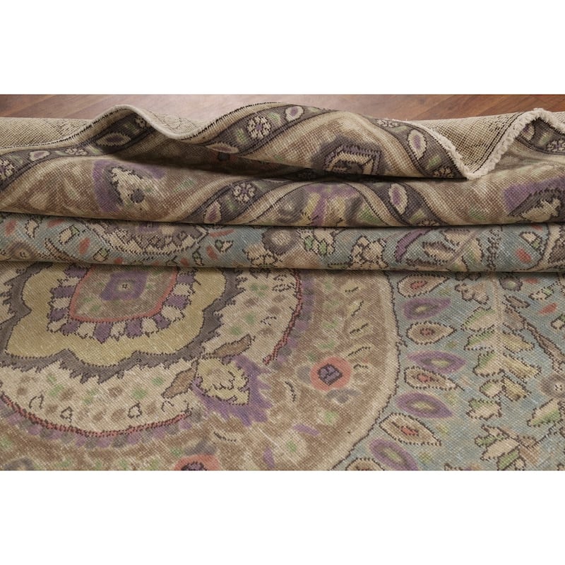 Traditional Blue Medallion Tabriz Persian Rug Hand-Knotted Wool Carpet - 8'2"x 11'0"