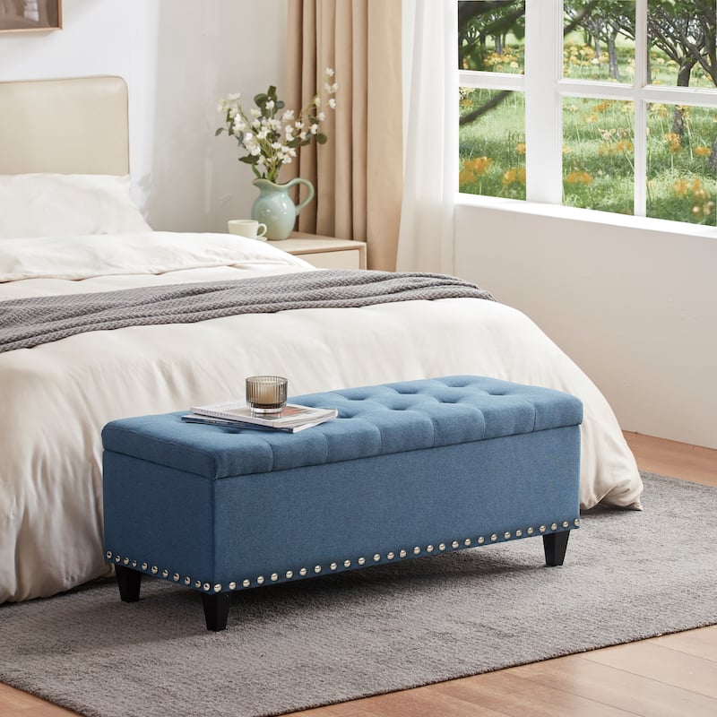 Button-Tufted Storage Ottoman Bench for Bedroom, Living Room 41"W x 16"D x 16"H