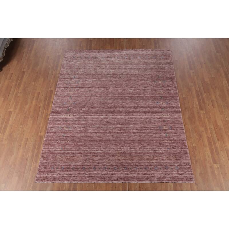 Hand Knotted Oriental 100% Wool Carpet Tribal Tribal Pink Gabbeh Area Rug - 9' 7'' X 7' 9''