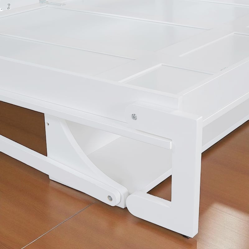 Full/Queen Murphy Wall Bed with Desk, Hydraulic Lift, 600 lb Capacity, 10 in Mattress, Space-Saving Home Office
