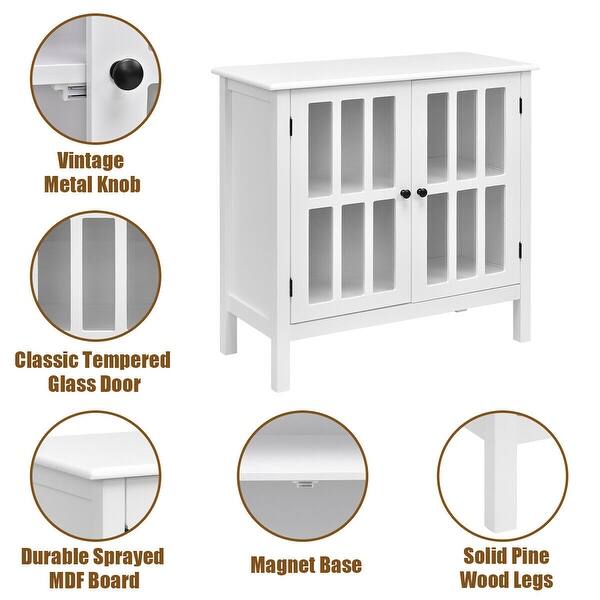 Shop Costway Storage Buffet Cabinet Glass Door Sideboard Console