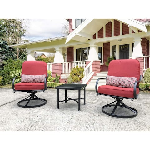 Direct Wicker 3 Piece Outdoor Conversation Furniture Chair Set for Yard Porch