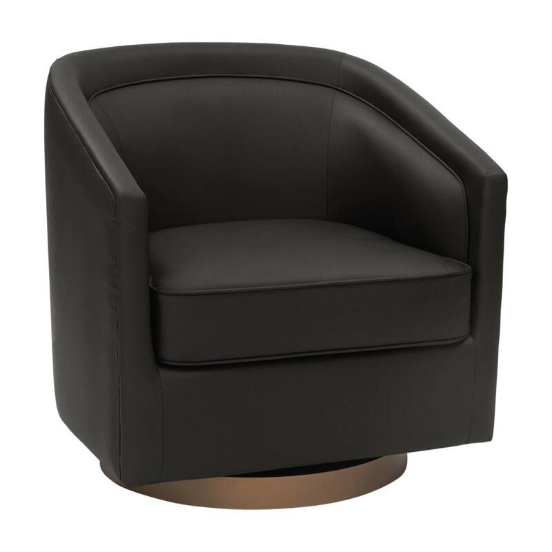 Club Style Swivel Commercial Barrel Accent Armchair - 27.25"D x 28.5"W x 30.75"H - Black LeatherSoft