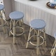 preview thumbnail 20 of 48, Elena Bohemian Round Wicker Patio Stools (Set of 2) by Furniture of America Grey/Navy - Counter Height