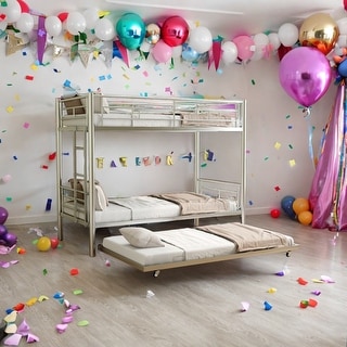 Bunk Bed Twin Over Twin Size with Ladder and high Guardrail, Able to Split, Metal Bunk Bed