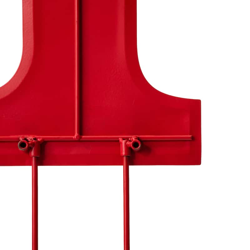Glitzhome 32"H Lighted Metal HOPE Yard Stake Wall Decor with Timer (3 Functions) - Red