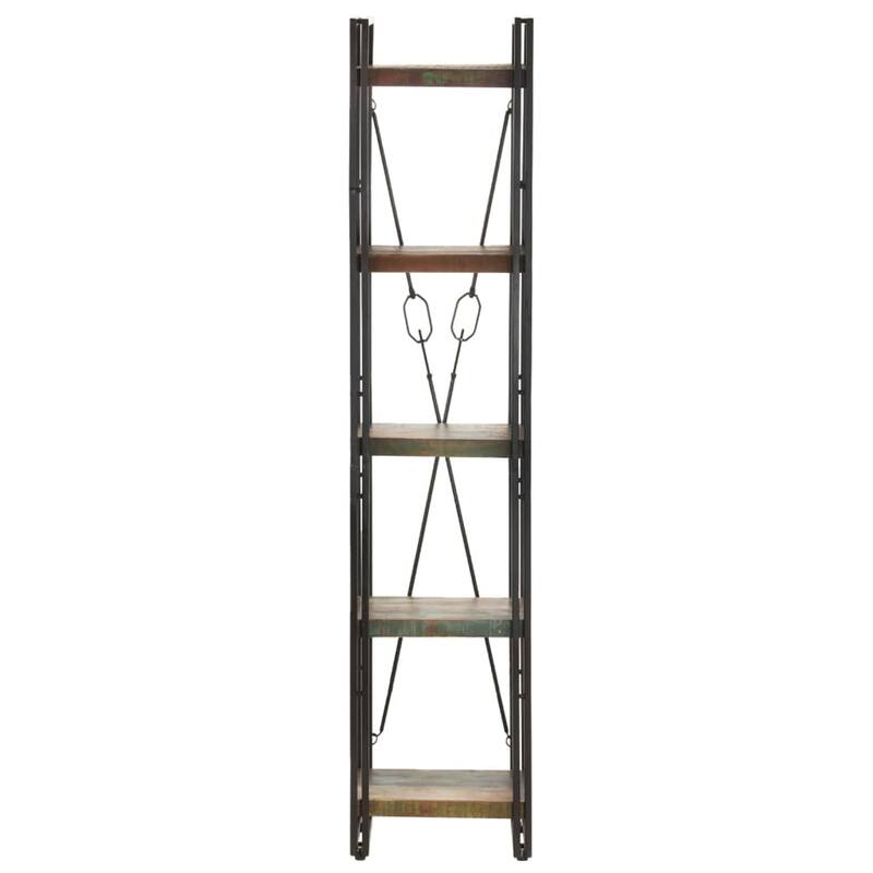 vidaXL 5-Tier Bookcase 15.7"x11.8"x70.9" Solid Reclaimed Wood