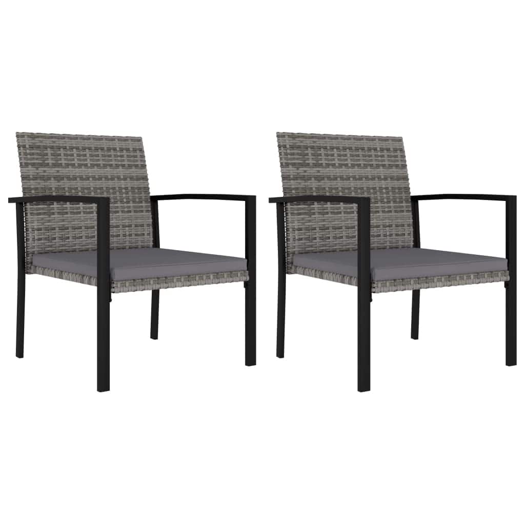 vidaXL Patio Dining Chairs 2 pcs Poly Rattan Gray