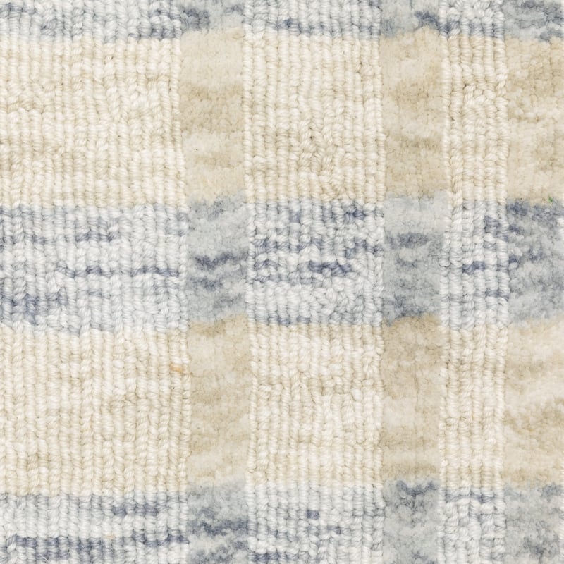 Thalia Scandinavian Textured Stripes Beige/ Blue PET Yarn Area Rug