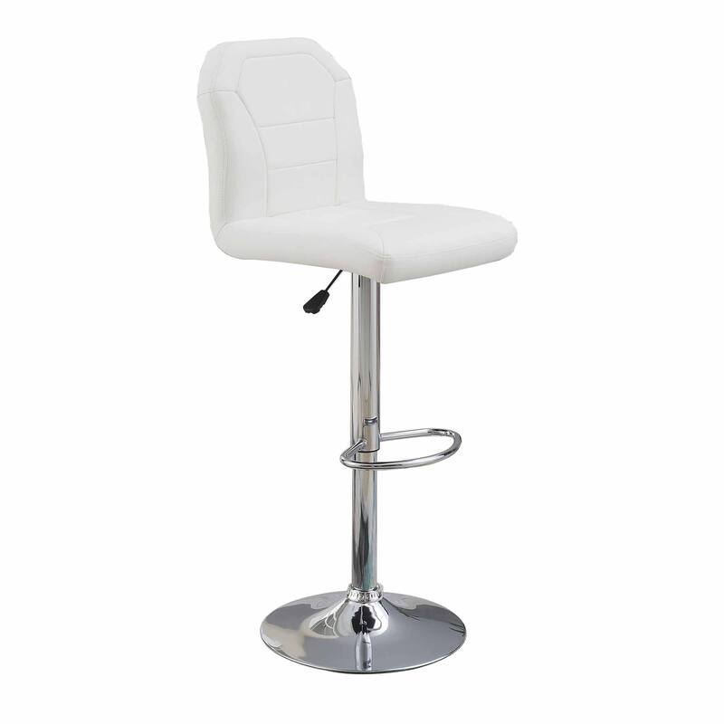 Judy 25-29 Inch Modern Bar Stool, Faux Leather Swivel Seat, Set of 2, Metal, White