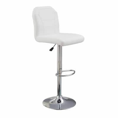 Judy 25-29 Inch Modern Bar Stool, Faux Leather Swivel Seat, Set of 2, Metal, White