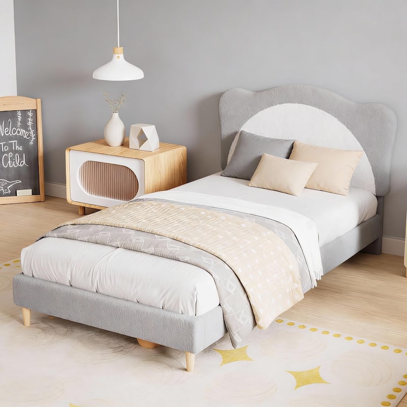 Upholstered Bed Frame, with Panda-Shaped Headboard