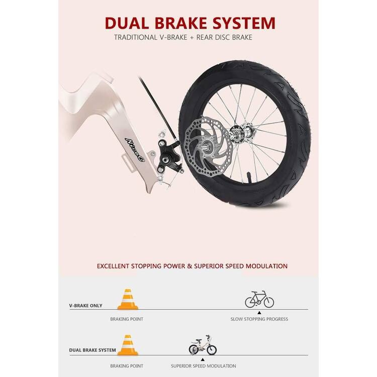 Training Wheel Bike, Kids Bike Boys Girls, BMX Mountain with Dual Disc Brake 12-14-16-18 inch