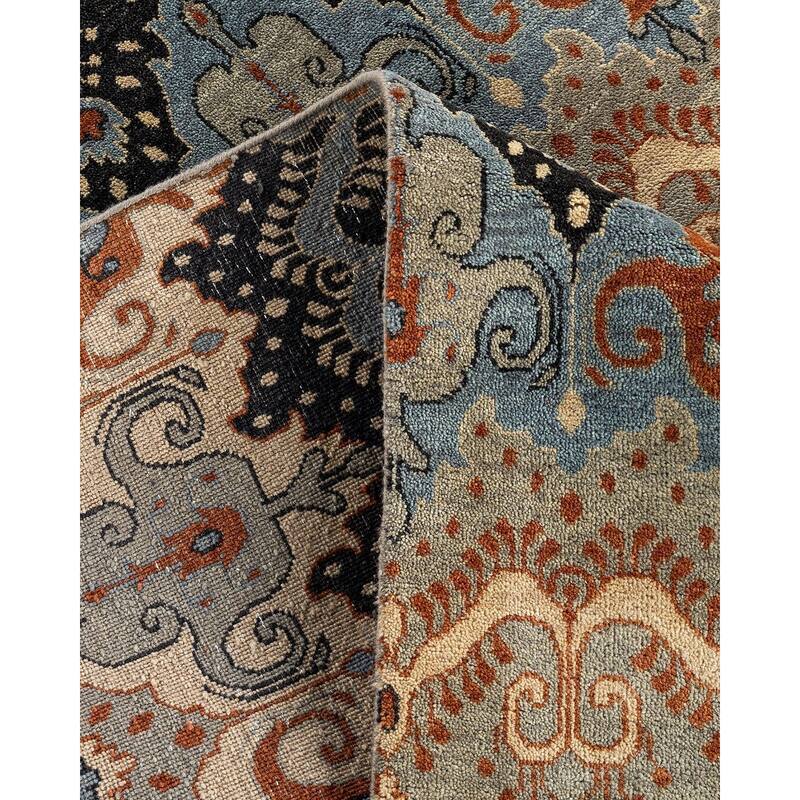 Ikat One-of-a-Kind Hand-Knotted Area Rug - Gray, 9' 1" x 12' 3" - 9' 1" x 12' 3"