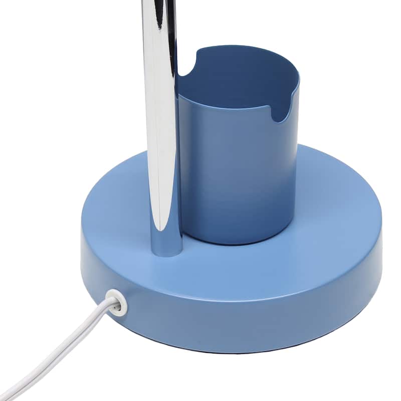 Adjustable Metal Desk Lamp with Organizer Base and Chrome Gooseneck Arm Modern Task Lighting Multiple Colors