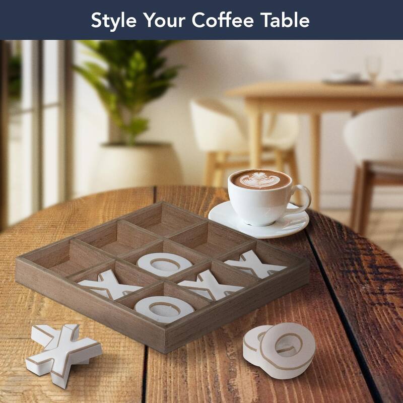 Wood Tic Tac Toe Game Board Tabletop Decor (11.8" x 11.8") - 11.8" x 11.8"