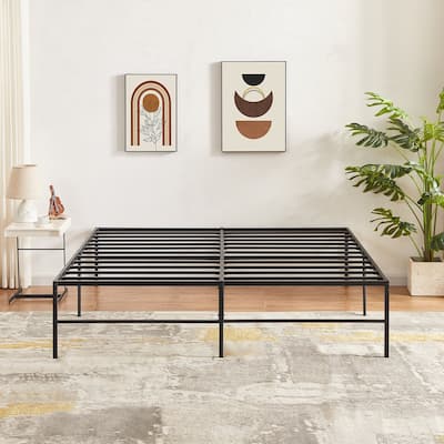 18-Inch King Size Metal Platform Bed Frame with Steel Slat