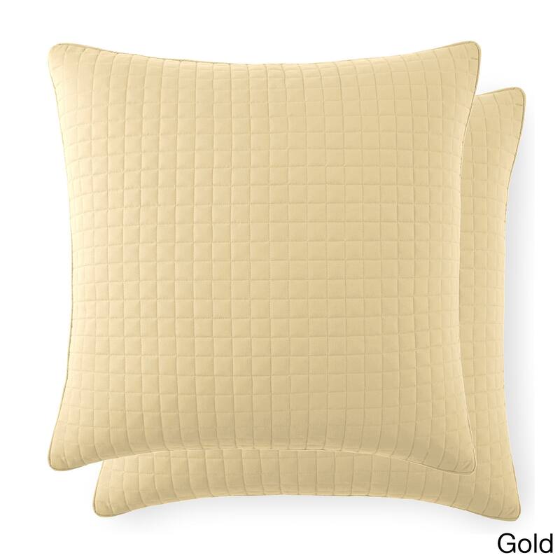 Beautiful Square Stitched Quilted Shams Covers (Set of 2) by Southshore Fine Linens - 20 x 26 - Gold