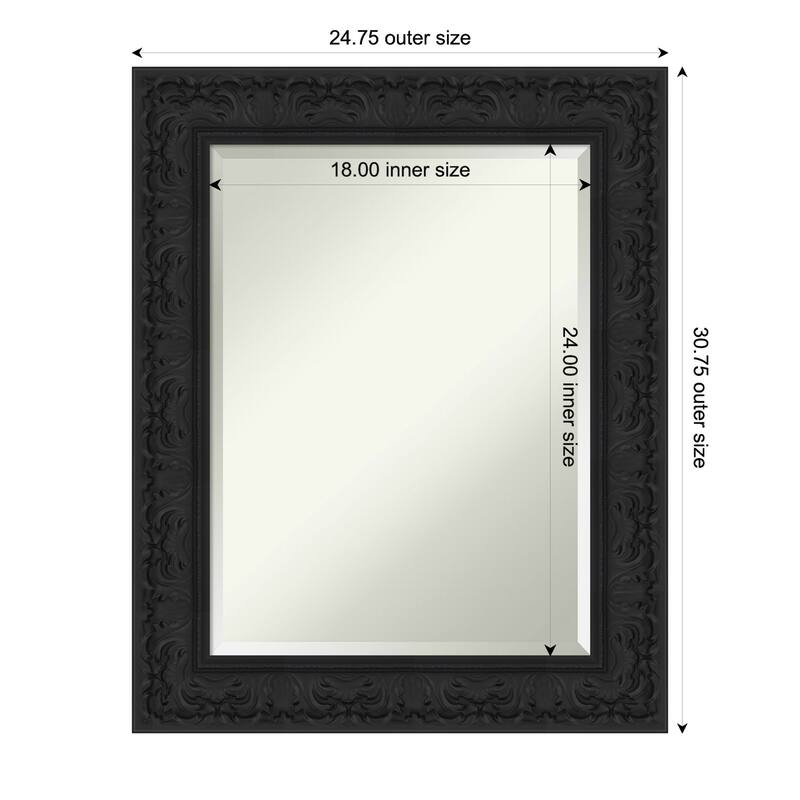 Luxe Beveled Framed Bathroom Vanity Wall Mirror - 25 x 31 in - Luxe Black