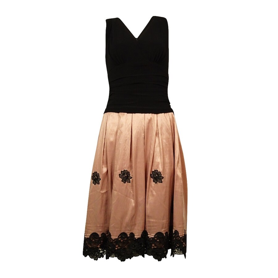 Shop S L Fashions Women S Embroidered Taffeta Jersey Dress