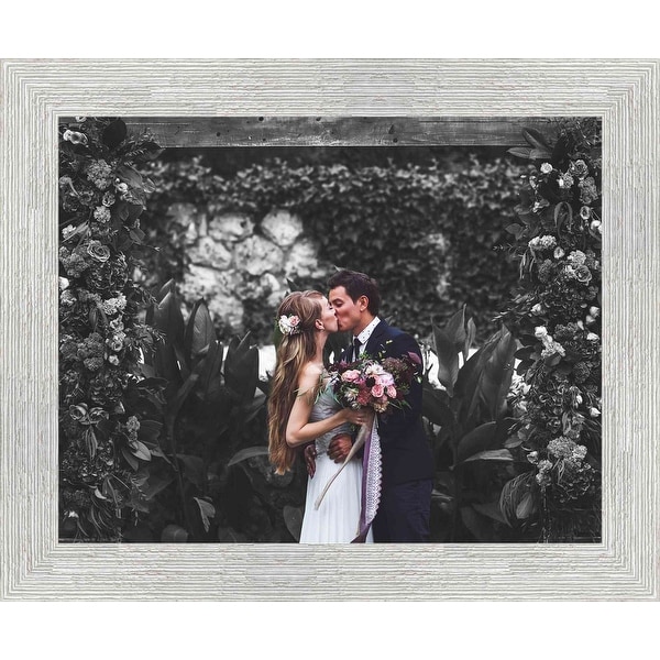 16x42 White Barnwood Picture Frame - With Acrylic Front and Foam Board Backing - White Barnwood (solid wood)