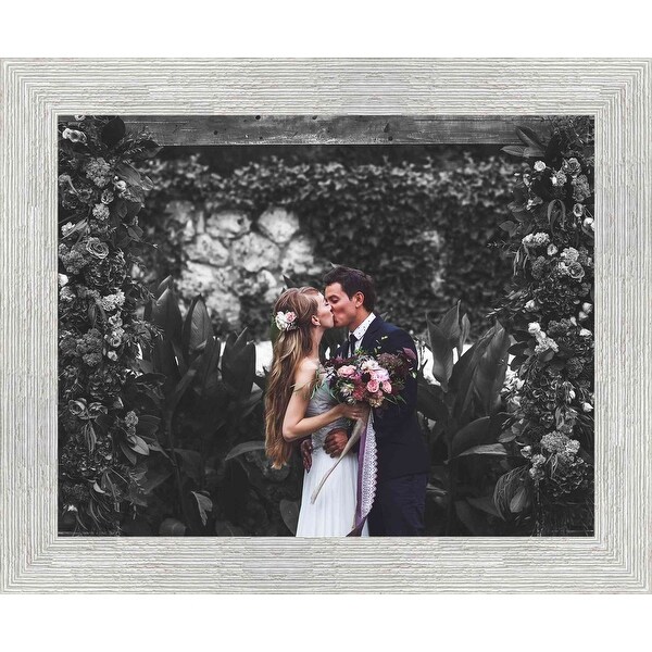 40x10 White Barnwood Picture Frame - With Acrylic Front and Foam Board Backing - White Barnwood (solid wood)