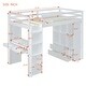 preview thumbnail 16 of 26, Wooden Loft Bed Twin/Full Size with Multi-Storage Desk, LED Light & Large Shelves, Solid Wood High Loftbed Frame w/Safety Rails